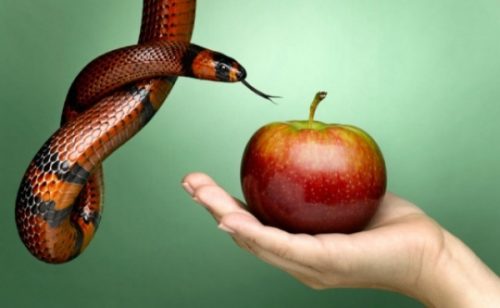 Negatywne emocje symbolizowane przez węża i jabłko