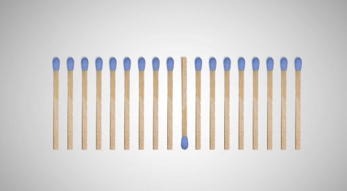 Zapałki w rzędzie, jedna odwrotnie