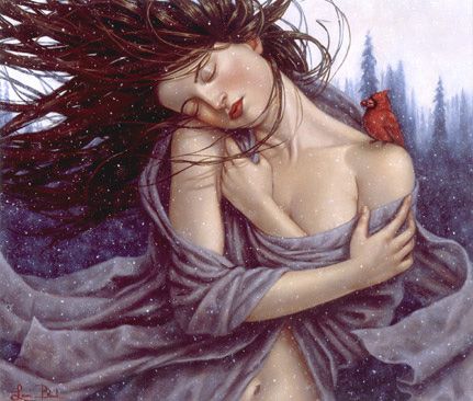 rozmarzona kobieta i śnieg