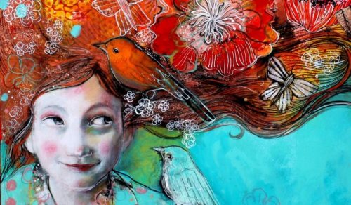 Dziewczyna - ptak we włosach