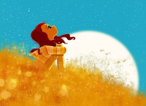 Kobieta spoglądająca w niebo