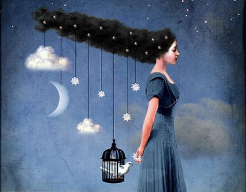 Kobieta z gwiazdami we włosach