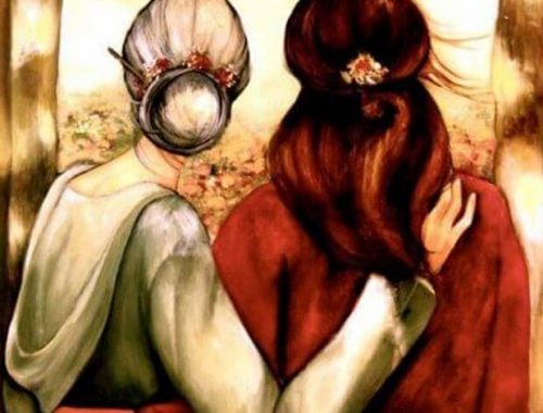 Matka i córka tyłem