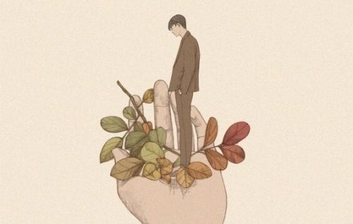 mężczyzna na dłoni