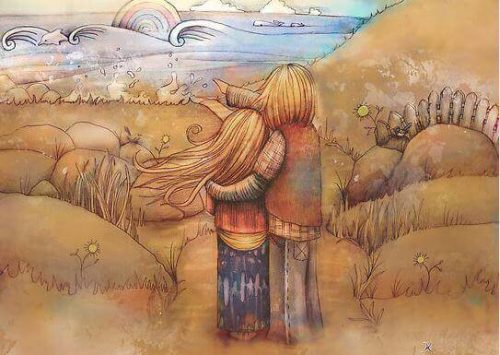 Chłopiec i dziewczynka patrzą na wodę