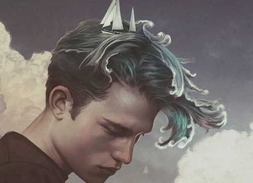 Mężczyzna z oceanem zamiast włosów