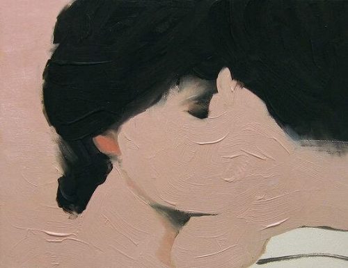 Niewyrazne różowo czarne malowidło