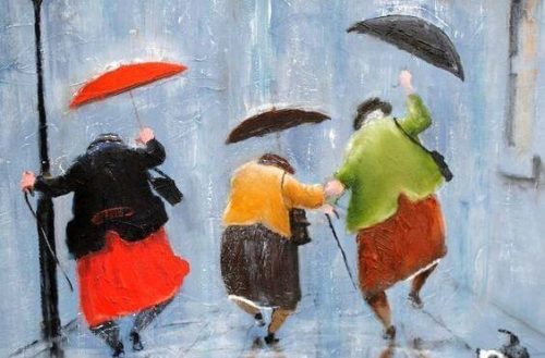 Tańczące w deszczu staruszki