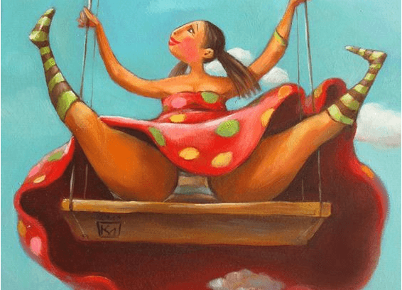 Dziewczyna na huśtawce.