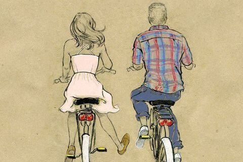 Dwoje ludzi na rowerze