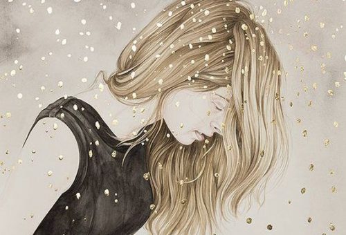 Dziewczyna patrzy na dół