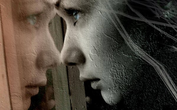 Dziewczyna i jej odbicie w szybie.