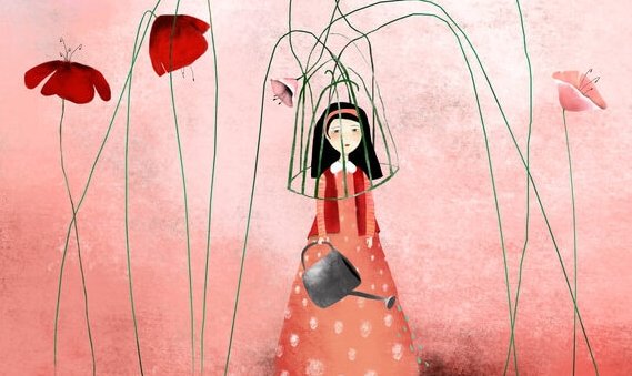 Dziewczyna i piękne kwiaty.