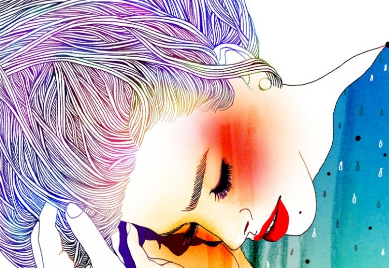 Zmiany pomagają mi żyć. Kobieta z bardzo mocnym makijażem.