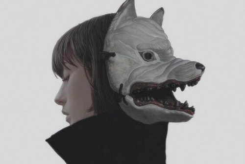 Kobieta z maską wilka - brak energii