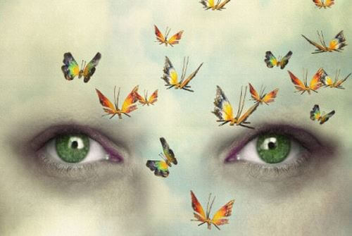 Zielone oczy i motyle