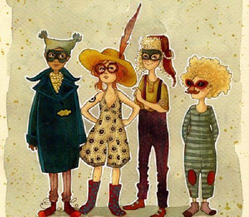 Barwni ludzie w przebraniach