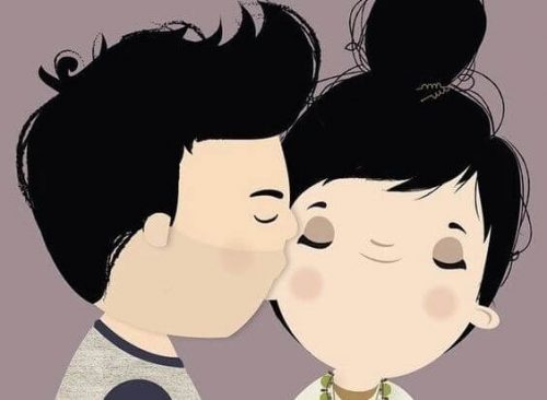 Dawanie i otrzymywanie - chłopak całuje dziewczynę w policzek