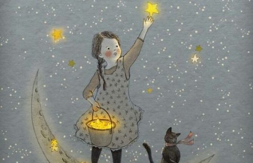 Dziewczynka zbiera gwiazdy