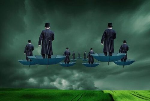 Mężczyzna w parasolu