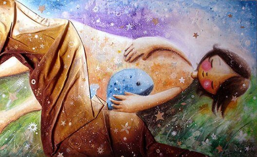 Śpiąca dziewczynka.