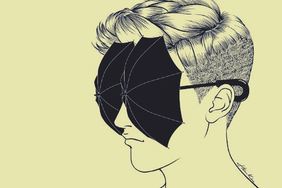 Niemożliwa miłość - dziewczyna z parasolkami na oczach.