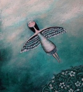 Latająca kobieta ze skrzydłami