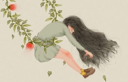 Zanik pamięci - Kobieta unoszona przez gałąź