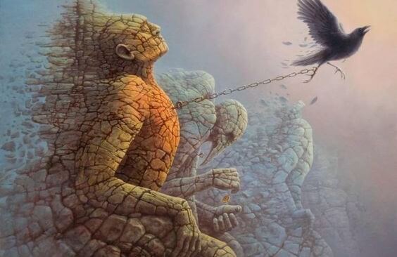 Mężczyzna z kamienia.