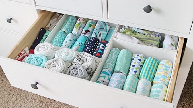 Szuflada uporządkowana metodą Marie Kondo