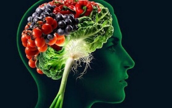 Mózg i warzywa oraz owoce.