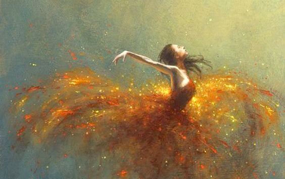 Tancerka w złotej sukience.