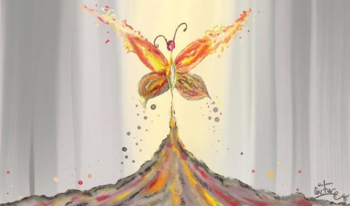 Kolorowy motyl reprezentujący osobisty kryzys