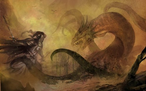 Rycerz walczący ze smokiem