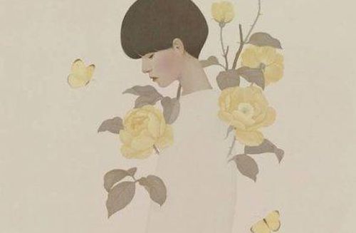 Kobieta i żółte kwiaty