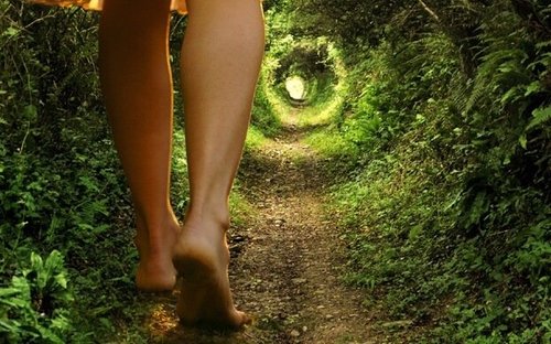 Kobieta w tunelu z drzew