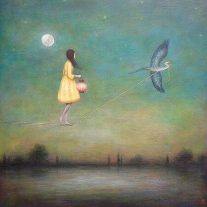 Dziewczyna chodzi po linie