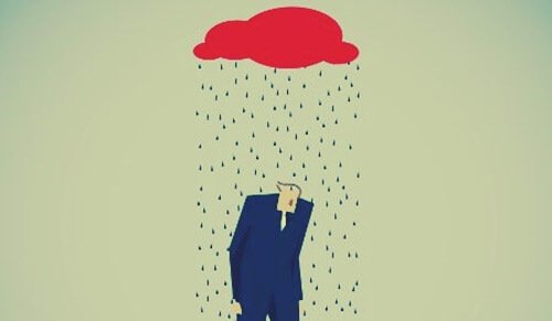 mężczyzna i chmura - objawy depresji