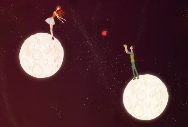 Dwie osoby na różnych planetach.