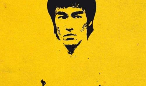 Bruce Lee - portret na żółtym tle