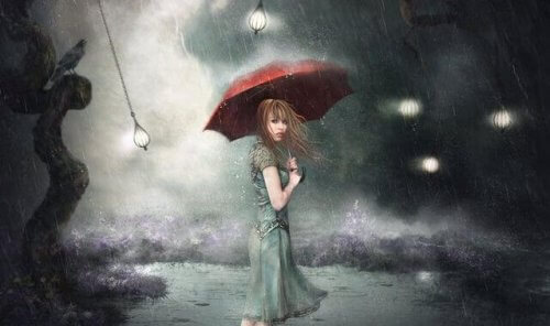 Kobieta pod parasolką