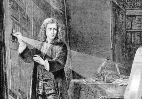 Isaac Newton eksperymentujący ze światłem