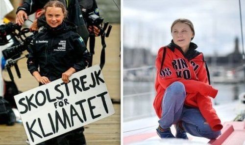 Greta w czasie protestu