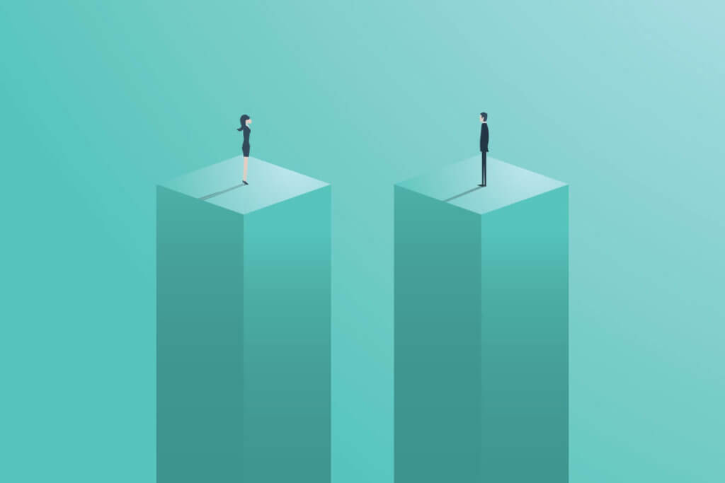 Kobieta i mężczyzna z dala od siebie - Równość płci