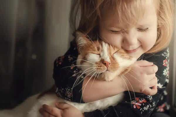 Dziewczynka przytulająca kota